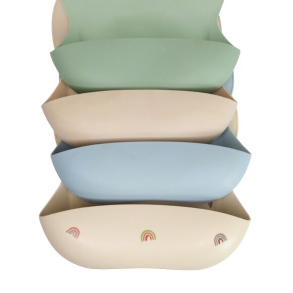 4 Soft Silicone Baby Bibs in Neutral Colors 10-72 Months Unisex. - Picture 4 of 14